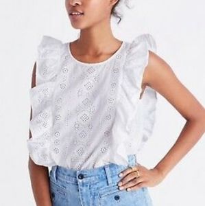 Madewell eyelet bellflower ruffle top EUC xs